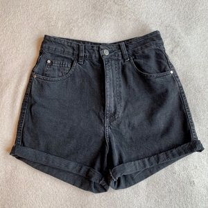 Authentic denim mom fit shorts.